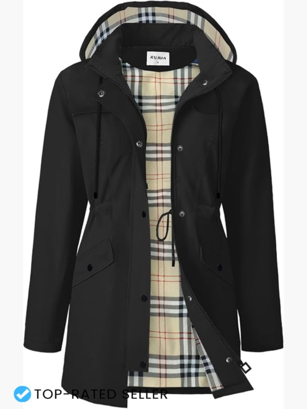 Waterproof Long Hooded Trench Raincoat Windbreaker Classic Outdoor Jacket